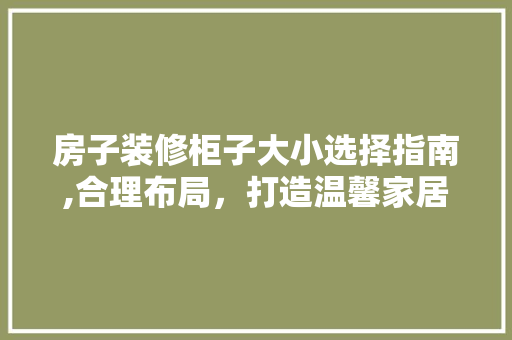 房子装修柜子大小选择指南,合理布局，打造温馨家居