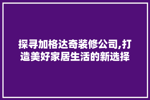 探寻加格达奇装修公司,打造美好家居生活的新选择