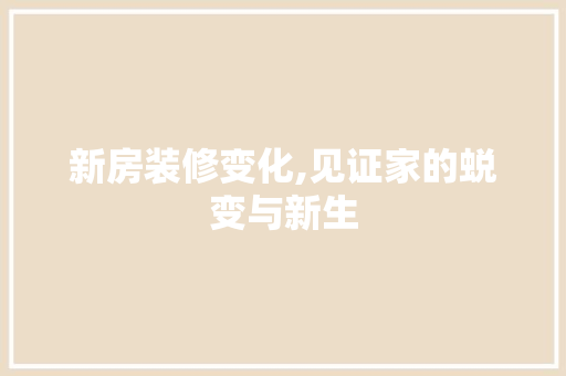 新房装修变化,见证家的蜕变与新生