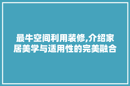 最牛空间利用装修,介绍家居美学与适用性的完美融合 折叠门
