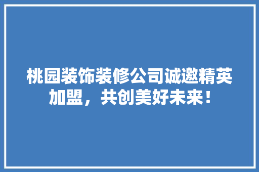 桃园装饰装修公司诚邀精英加盟，共创美好未来！
