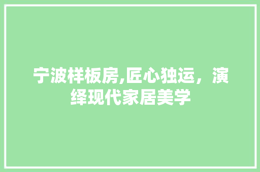 宁波样板房,匠心独运，演绎现代家居美学