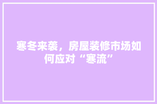 寒冬来袭，房屋装修市场如何应对“寒流”