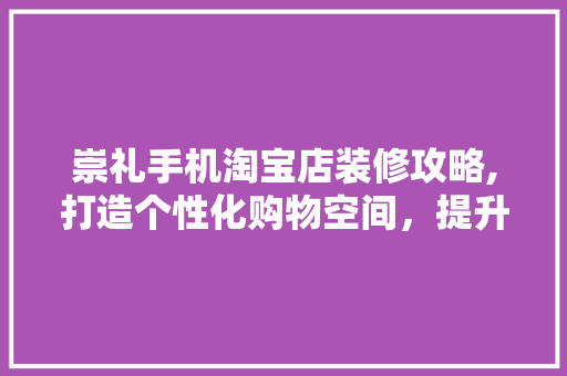 崇礼手机淘宝店装修攻略,打造个性化购物空间，提升顾客体验