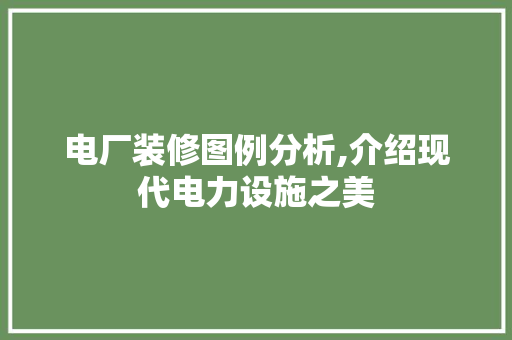 电厂装修图例分析,介绍现代电力设施之美