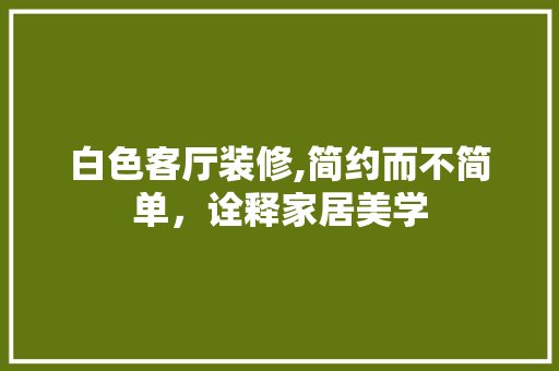 白色客厅装修,简约而不简单，诠释家居美学