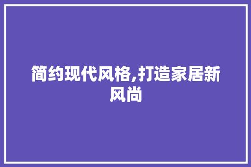 简约现代风格,打造家居新风尚