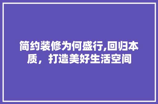 简约装修为何盛行,回归本质，打造美好生活空间