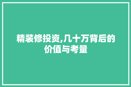 精装修投资,几十万背后的价值与考量 滑动门