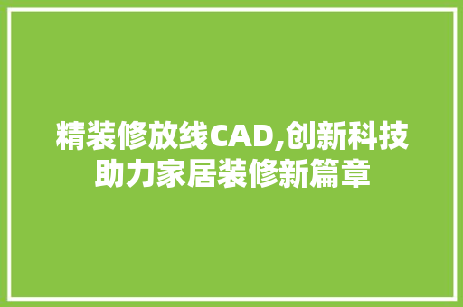 精装修放线CAD,创新科技助力家居装修新篇章