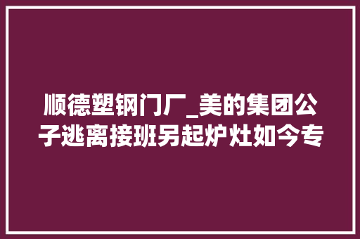 顺德塑钢门厂_美的集团公子逃离接班另起炉灶如今专注扫大年夜街赚了百亿