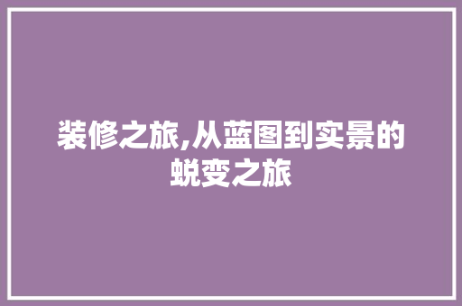 装修之旅,从蓝图到实景的蜕变之旅