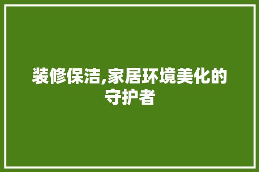 装修保洁,家居环境美化的守护者