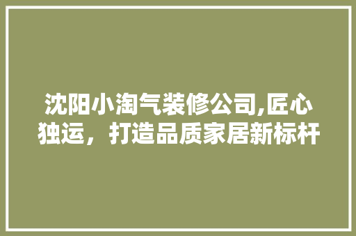 沈阳小淘气装修公司,匠心独运，打造品质家居新标杆