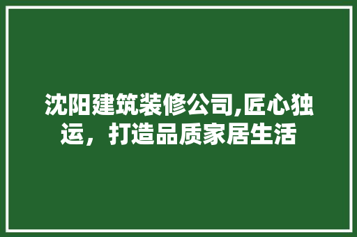 沈阳建筑装修公司,匠心独运，打造品质家居生活