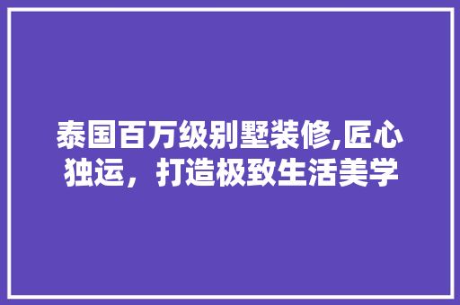 泰国百万级别墅装修,匠心独运，打造极致生活美学