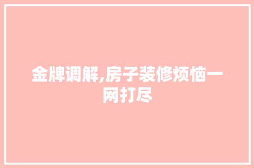金牌调解,房子装修烦恼一网打尽