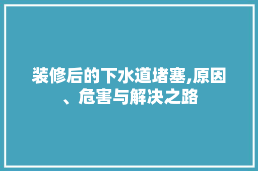 装修后的下水道堵塞,原因、危害与解决之路 复合门