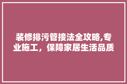 装修排污管接法全攻略,专业施工，保障家居生活品质