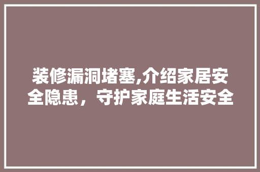 装修漏洞堵塞,介绍家居安全隐患，守护家庭生活安全