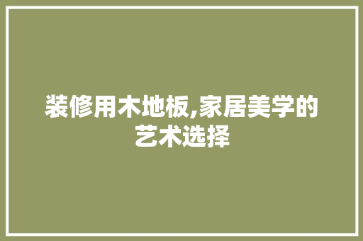 装修用木地板,家居美学的艺术选择