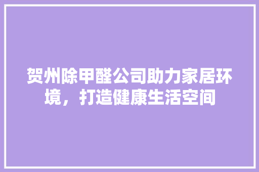 贺州除甲醛公司助力家居环境，打造健康生活空间