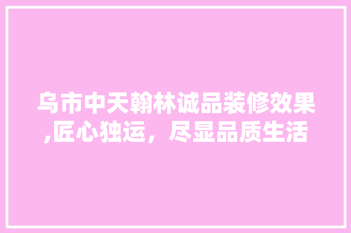乌市中天翰林诚品装修效果,匠心独运，尽显品质生活