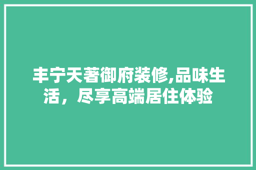 丰宁天著御府装修,品味生活，尽享高端居住体验