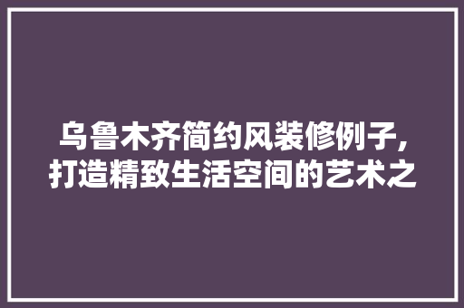 乌鲁木齐简约风装修例子,打造精致生活空间的艺术之旅
