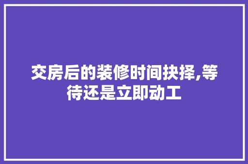 交房后的装修时间抉择,等待还是立即动工