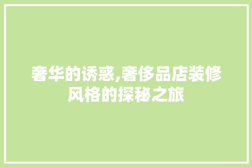 奢华的诱惑,奢侈品店装修风格的探秘之旅