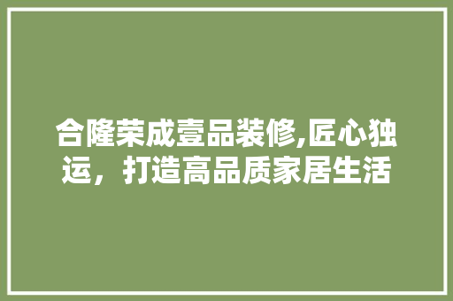 合隆荣成壹品装修,匠心独运，打造高品质家居生活 实木门