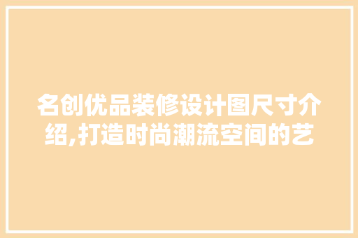 名创优品装修设计图尺寸介绍,打造时尚潮流空间的艺术之路