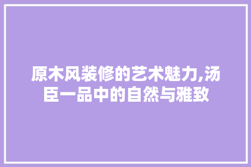 原木风装修的艺术魅力,汤臣一品中的自然与雅致