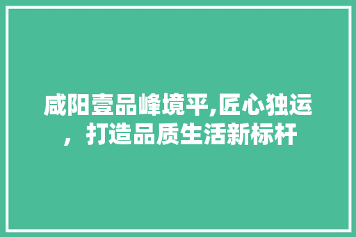 咸阳壹品峰境平,匠心独运，打造品质生活新标杆 实木门