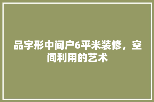 品字形中间户6平米装修，空间利用的艺术 滑动门