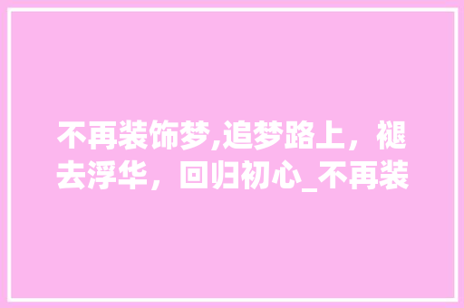 不再装饰梦,追梦路上，褪去浮华，回归初心_不再装饰梦