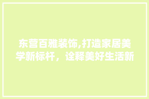 东营百雅装饰,打造家居美学新标杆，诠释美好生活新境界_东营百雅装饰