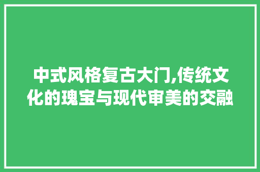 中式风格复古大门,传统文化的瑰宝与现代审美的交融_中式风格复古大门