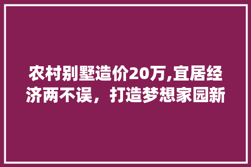农村别墅造价20万,宜居经济两不误，打造梦想家园新选择_农村别墅造价20万图片