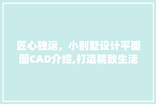 匠心独运，小别墅设计平面图CAD介绍,打造精致生活的空间艺术_小别墅设计平面图cad