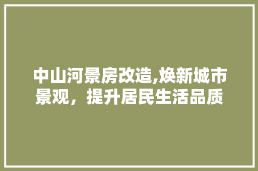 中山河景房改造,焕新城市景观，提升居民生活品质