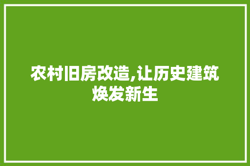 农村旧房改造,让历史建筑焕发新生 防火门