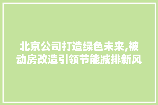 北京公司打造绿色未来,被动房改造引领节能减排新风尚