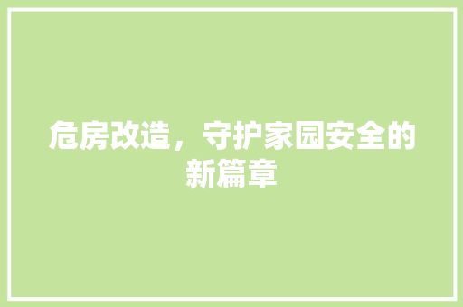 危房改造，守护家园安全的新篇章