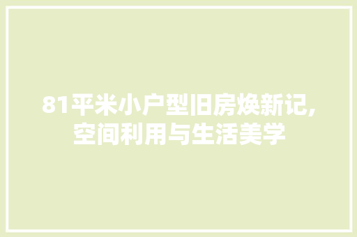 81平米小户型旧房焕新记,空间利用与生活美学