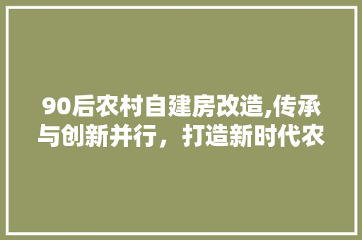 90后农村自建房改造,传承与创新并行，打造新时代农村家园