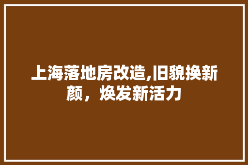 上海落地房改造,旧貌换新颜，焕发新活力