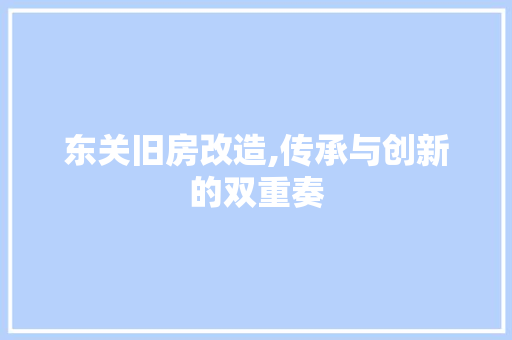 东关旧房改造,传承与创新的双重奏