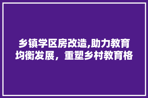 乡镇学区房改造,助力教育均衡发展，重塑乡村教育格局